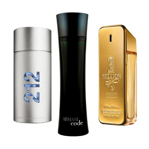 KIT CON 3 PERFUMES: 212 Men NYC, Paco Rabanne One Million, Armani Code Homme (Eau de Parfum)