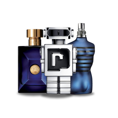 KIT CON 3 PERFUMES: Versace DYLAN BLUE, Paco Rabanne PHANTOM, Jean Paul Gaultier ULTRA MALE (Eau de Parfum)