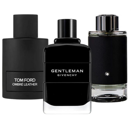 KIT CON 3 PERFUMES: Tom Ford Ombre Leather, Givenchy Gentleman, Montblanc Explorer (Eau de Parfum)