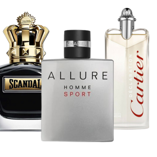 KIT CON 3 PERFUMES: Allure Homme Sport, Jean Paul Gaultier Scandal, Cartier Declaration (Eau de Parfum)