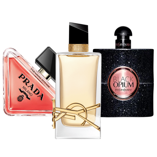 KIT CON 3 PERFUMES: Prada Paradoxe, Black Opium Yves Saint Laurent, Libre (Eau de Parfum)